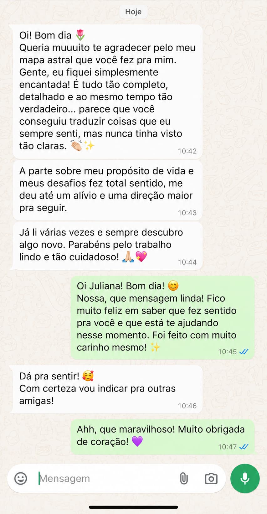 Conversa com depoimento sobre a profundidade de um Mapa Astral