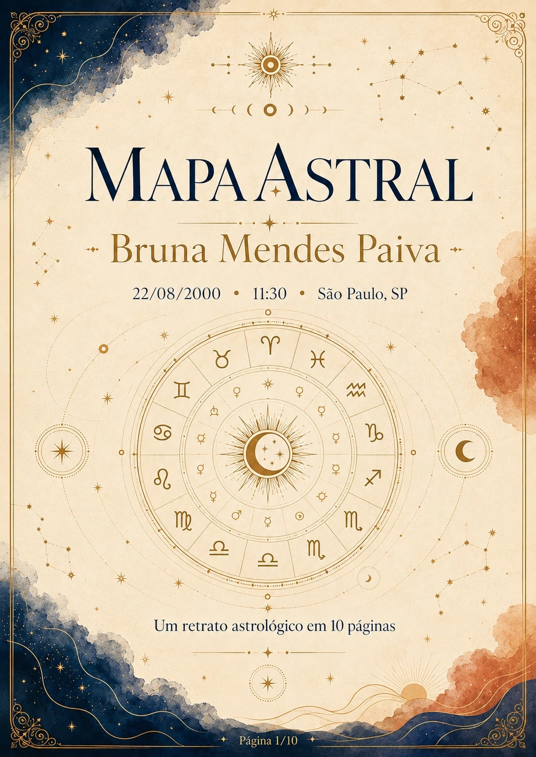 Exemplo do Mapa Astral, página 1 de 10